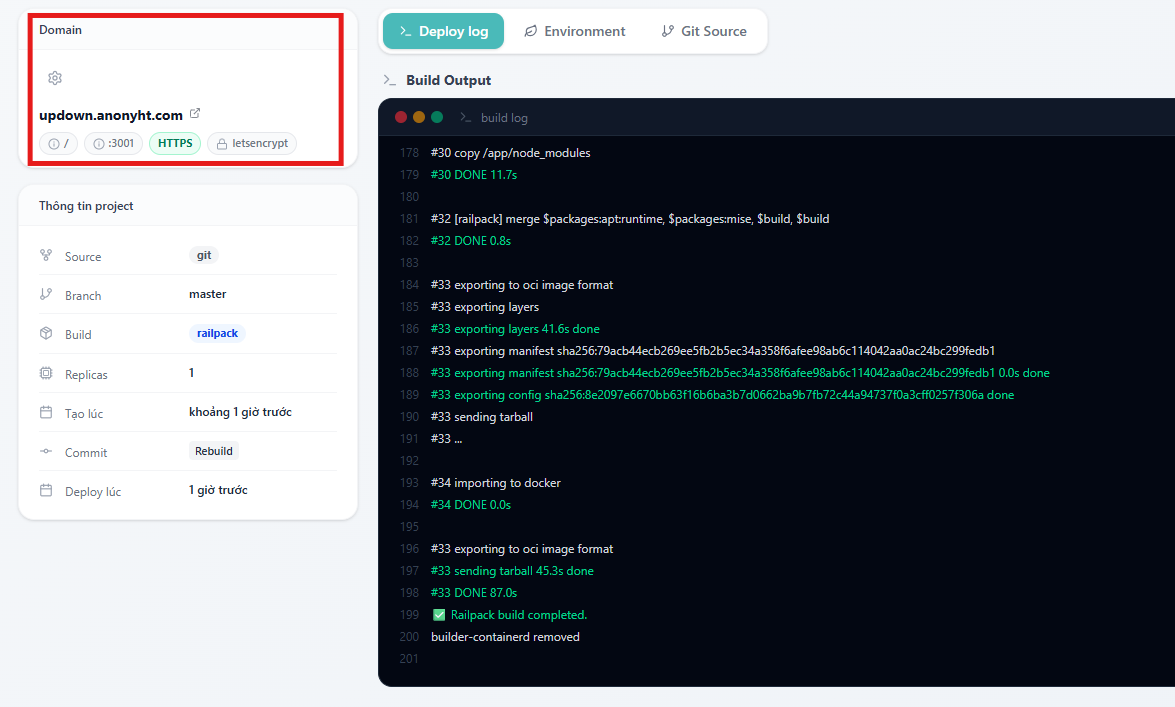 Triển khai Uptime Kuma lên Vibe Hosting của Nhân Hòa chỉ bằng giao diện web - ảnh 4