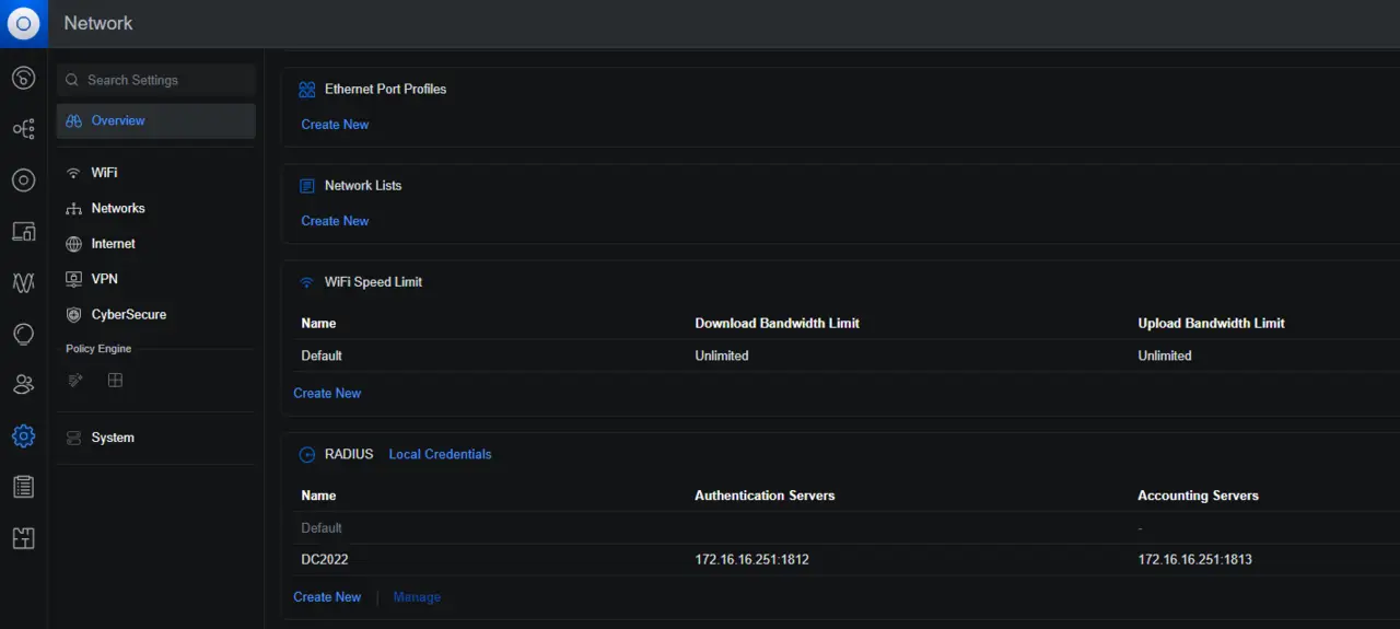Khai báo RADIUS Server trên unifi controller